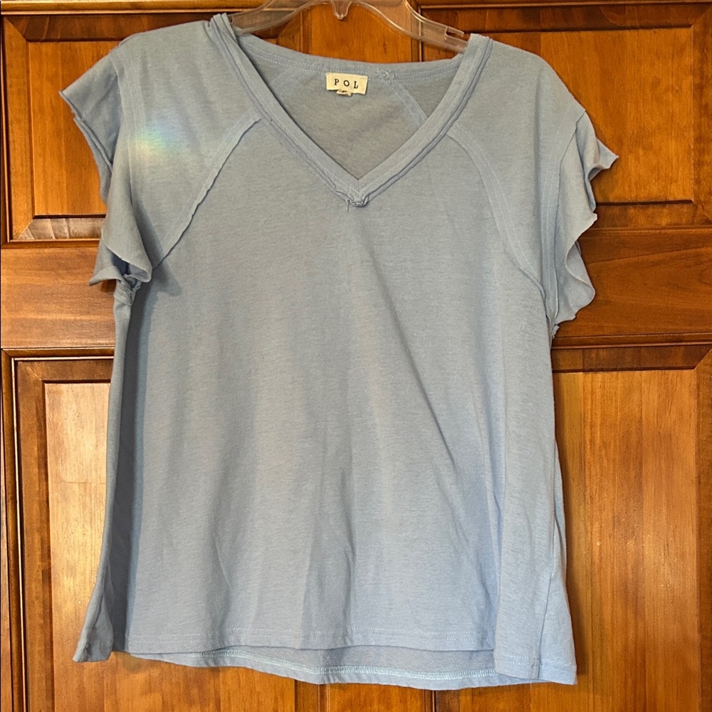POL Women's Soft Blue Short Sleeve Top